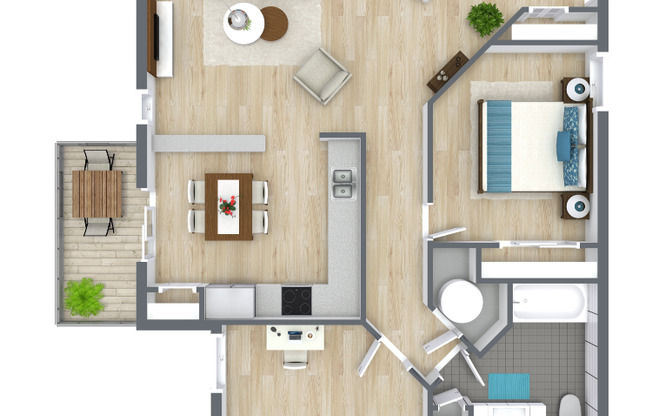 2 beds, 1 bath, 970 sqft, $1,215