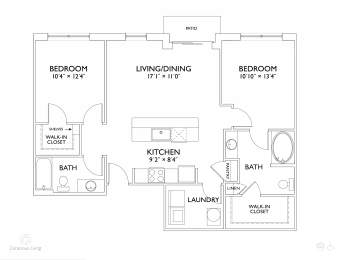 2 beds, 2 baths, 1,108 sqft, $1,805