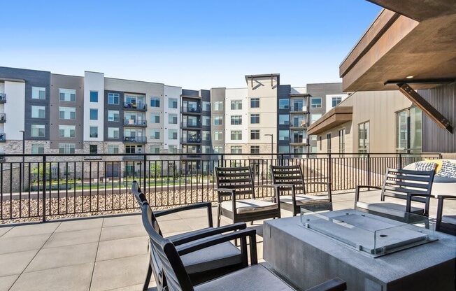 Community patio with fire pit