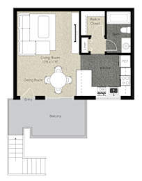 Studio, 1 bath, 432 sqft, $2,295