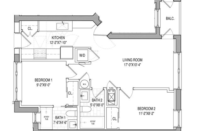 2 beds, 2 baths, 750 sqft, $3,195, Unit 3444-3