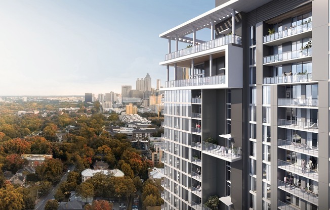 Modera Parkside features five oversized community balconies with unencumbered views of Piedmont Park.