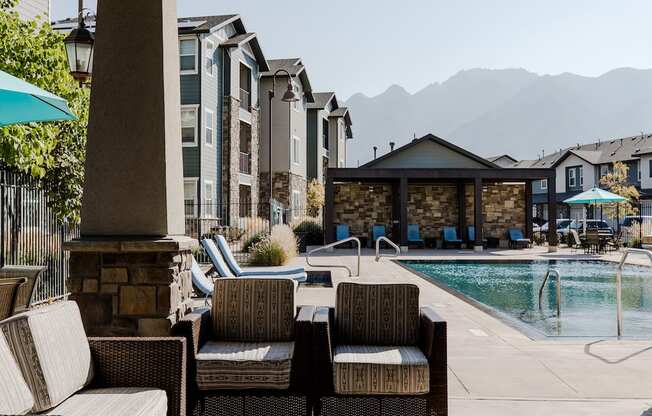 Lounge Poolside at Parc at Day Dairy Apartments and Townhomes, Draper, UT