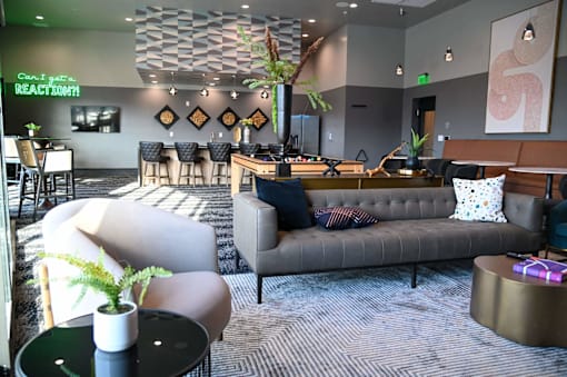 Game room overview at SevenO2 Main Apartments, Salt Lake City