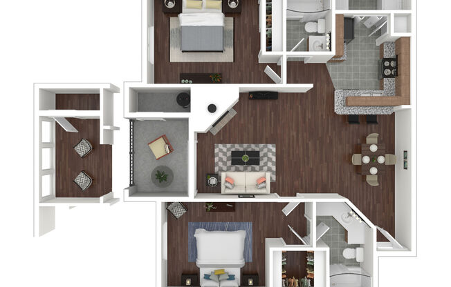 2 beds, 2 baths, 1,038 sqft, $1,400