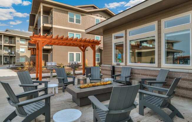 RedPoint Apartments Clubhouse Patio with Firepit and BBQ's
