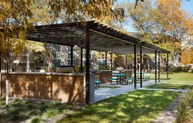 The Grove Apartments Outdoor Awning and Seating Area