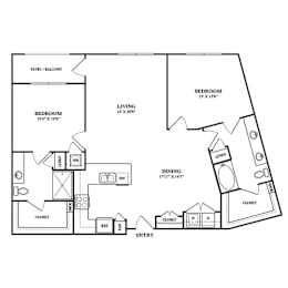 2 beds, 2 baths, 1,323 sqft, $1,855