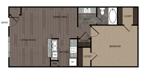 1 bed, 1 bath, 720 sqft, $925