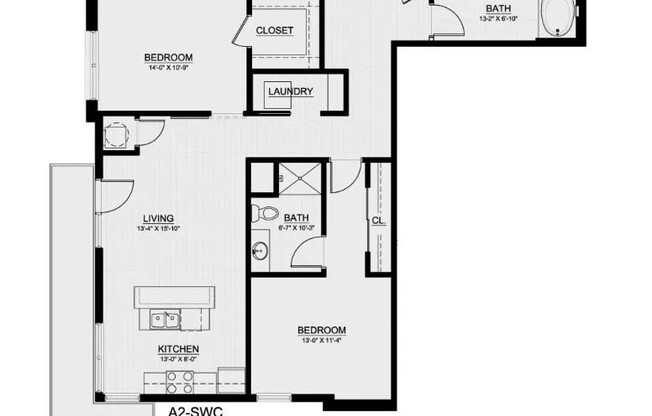 2 beds, 2 baths, 1,154 sqft, $2,099