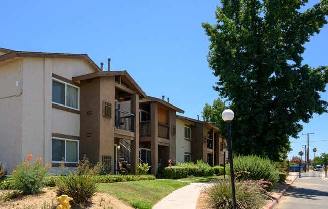 our apartments offer a walkway to the community at Oak Terrace Senior Apts, Hemet, CA 92543