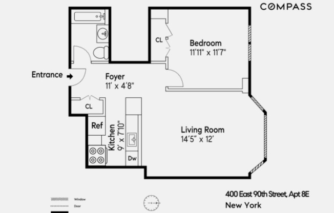 1 bed, 1 bath, $4,100, Unit 8E