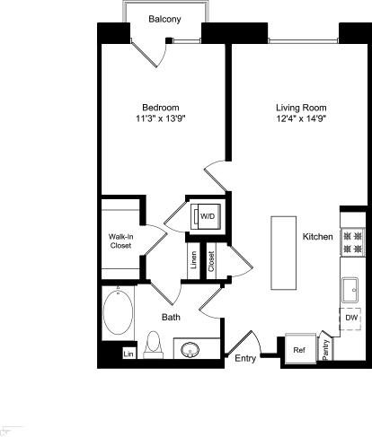 1 bed, 1 bath, 740 sqft, $2,703