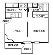 Studio, 1 bath, 622 sqft, $1,043