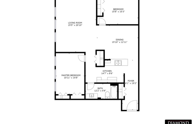 2 beds, 1 bath, 1,073 sqft, $1,295, Unit 913-202