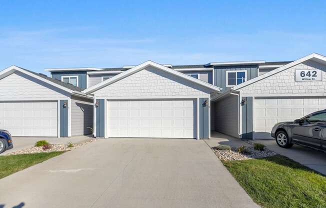 A row of houses with the number 642 on the front of the first one.