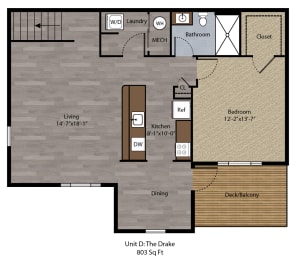 1 bed, 1 bath, 803 sqft, $1,389