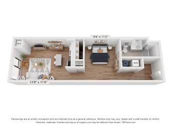 1 bed, 1 bath, 494 sqft, $1,992