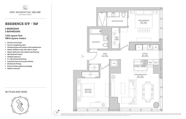 2 beds, 2 baths, 1,163 sqft, $9,995, Unit 76F
