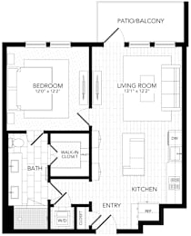 1 bed, 1 bath, 756 sqft, $2,704