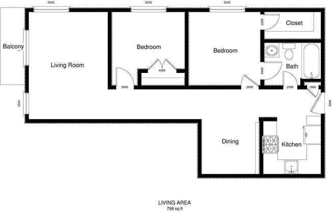 2 beds, 1 bath, 798 sqft, $1,495, Unit 209