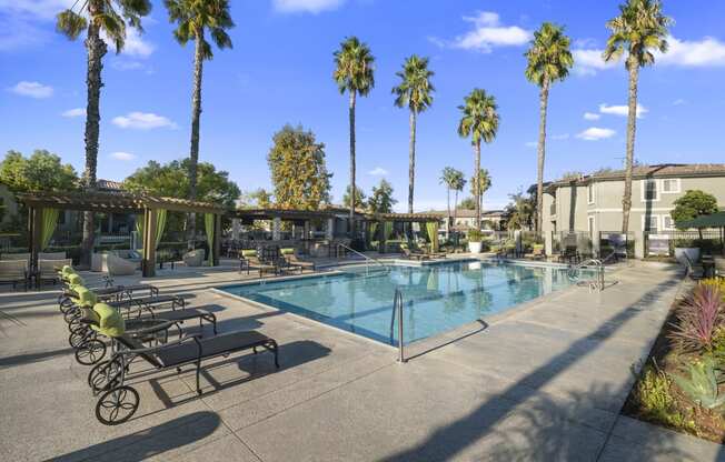 Estancia at Mission Grove Apartments Pool with Lounge Seating