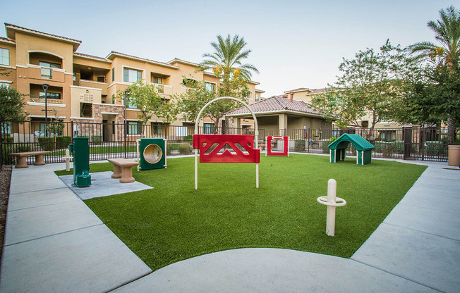 Dog Park with Agility Training Equipment at Apartment for Rent Near Me