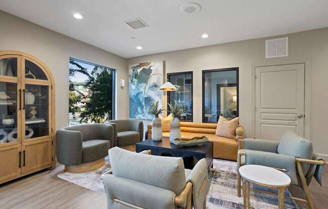 Flatiron West Trade Apartments leasing office community room