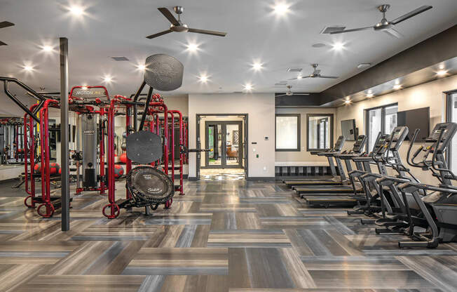 Fitness center Community clubhouse exterior at Park125 West Dodge in Omaha, NE