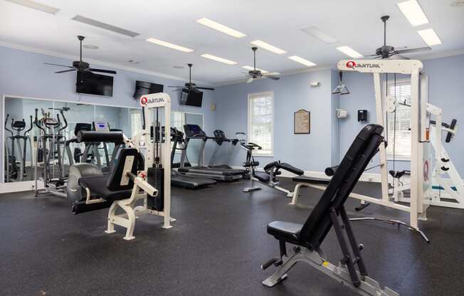 Premium fitness center with cardio and strength machines at Adrian on Riverside in Macon, GA