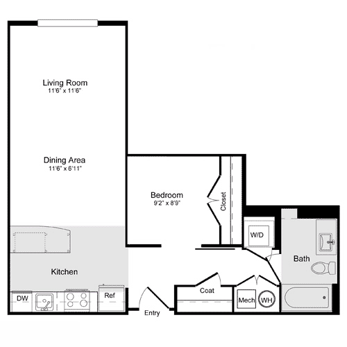 1 bed, 1 bath, 672 sqft, $1,967, Unit 316