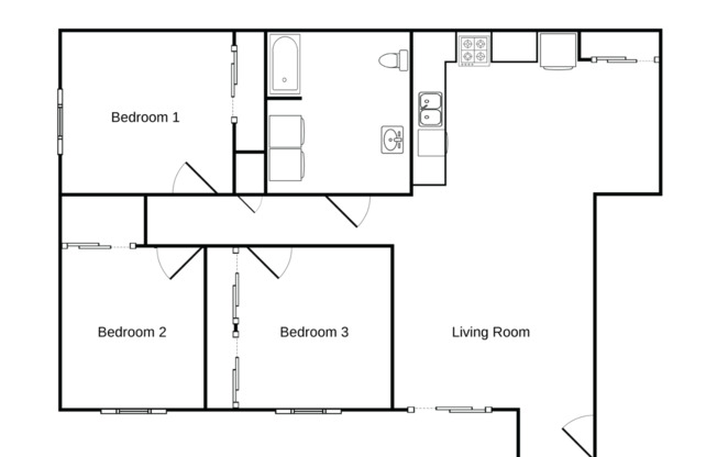 3 beds, 1 bath, 1,265 sqft, $1,445, Unit WI 3560-117