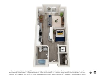 Studio, 1 bath, 499 sqft, $1,663