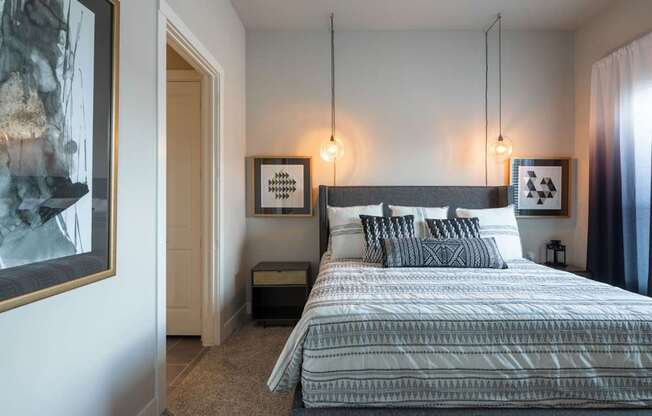 master bedroom view with lighting