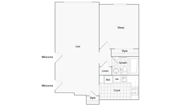 1 bed, 1 bath, 680 sqft, $2,509