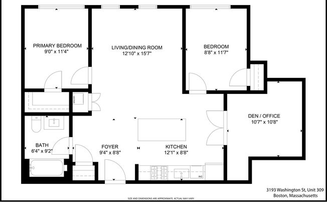 2 beds, 1 bath, 940 sqft, $3,000, Unit 309