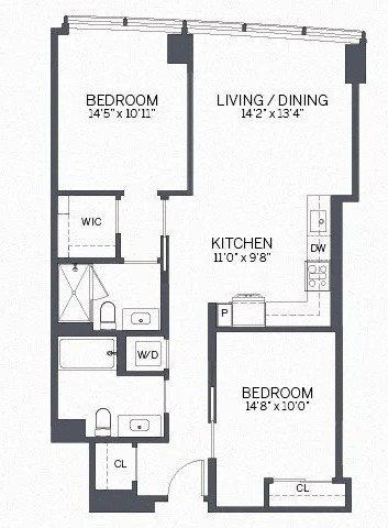 2 beds, 2 baths, 1,000 sqft, $3,963