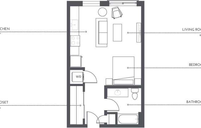 Studio, 1 bath, 522 sqft, $1,435, Unit 323