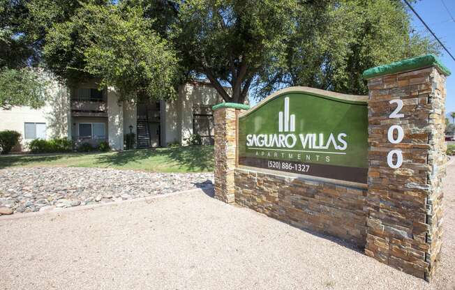 Signage at Saguaro Villas Apartments in Tucson AZ September 2020