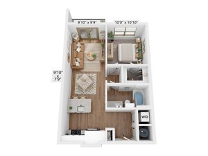 1 bed, 1 bath, 632 sqft, $1,540