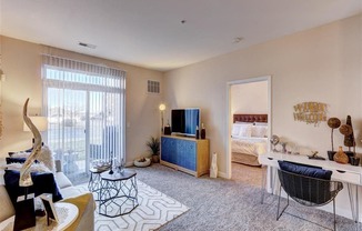 Residence at North Penn living room with lush carpet