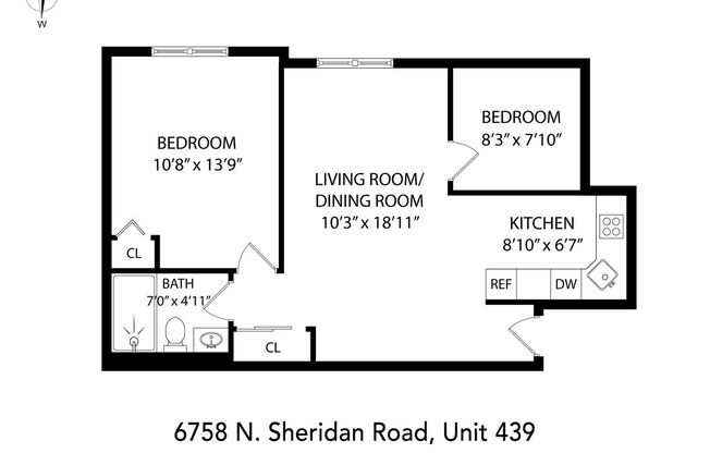 2 beds, 1 bath, 589 sqft, $2,100, Unit 439