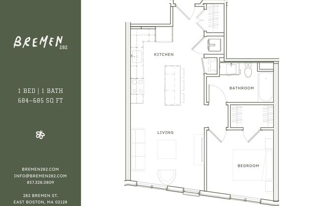 1 bed, 1 bath, 630 sqft, $3,120, Unit 233