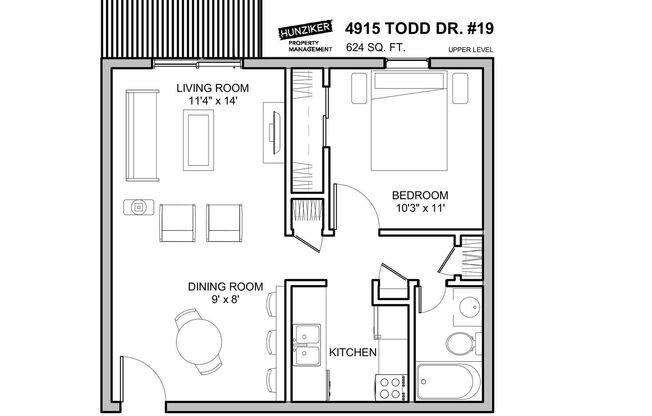 1 bed, 1 bath, 624 sqft, $740, Unit 19