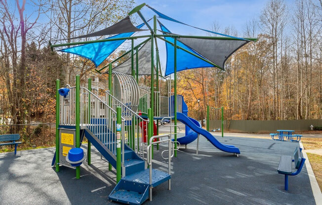 Community playground with padded play surface