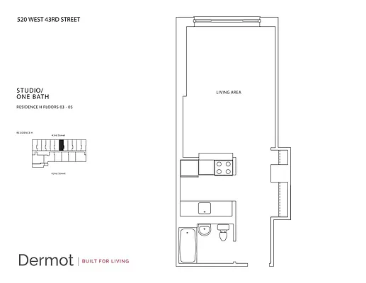 Studio, 1 bath, $3,695, Unit 3H