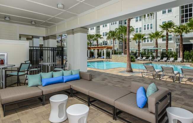 Covered Veranda at Epic at Gateway Luxury Apartments in St. Petersburg, FL