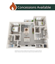 2 beds, 2 baths, 1,149 sqft, $1,703