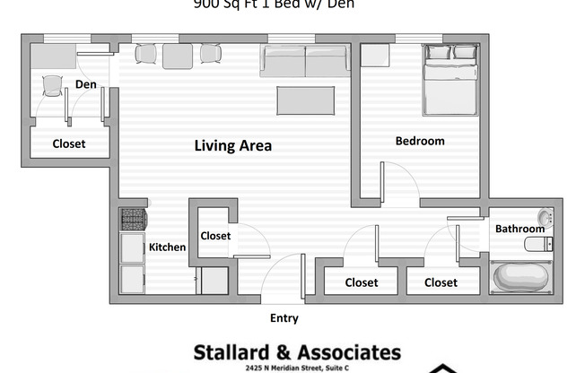 1 bed, 1 bath, 600 sqft, $825, Unit 203