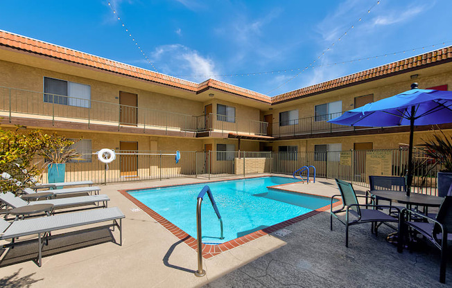 Swimming Pool at The Palms Apartments in Hawthorne Los Angeles California.